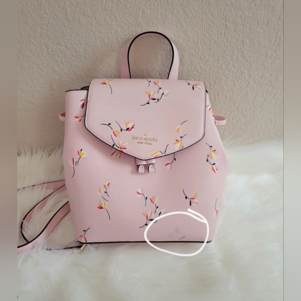 Kate Spade Lizzie Medium Flap Backpack - Pink Floral - Picture 7 of 7